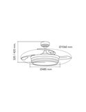 Ventilador de Techo LED aspas retráctiles LANDER Negro 72W 7920Lm CCT