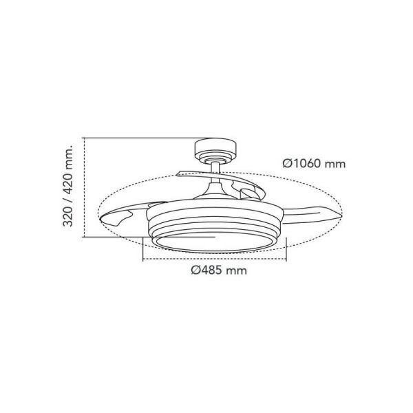 Ventilador de Techo LED aspas retráctiles LANDER Negro 72W 7920Lm CCT