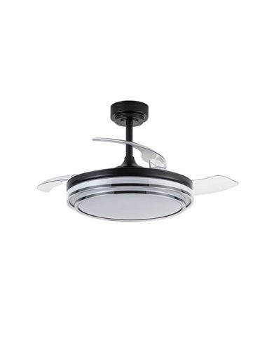 Ventilador de Techo LED aspas retráctiles LANDER Negro 72W 7920Lm CCT
