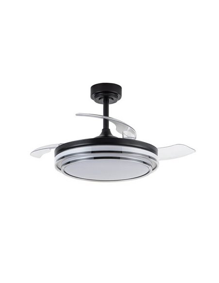 Ventilador de teto LED com lâminas retráteis LANDER Preto 72W 7920Lm CCT