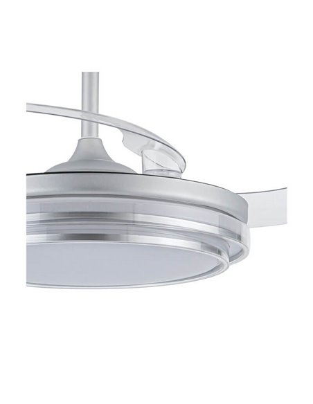 Ventilador con aspas retráctiles LED LANDER Plata 72W 7920Lm CCT