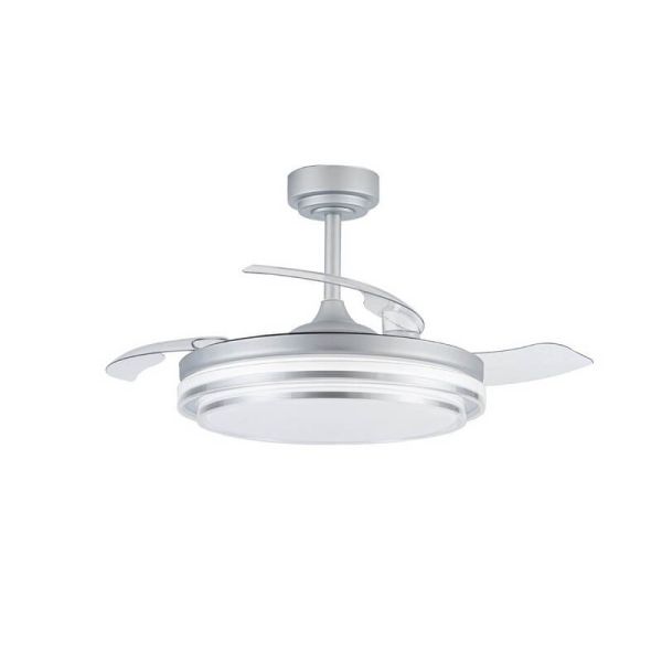 LANDER Ventilateur LED Argent à pales rétractables 72W 7920Lm CCT