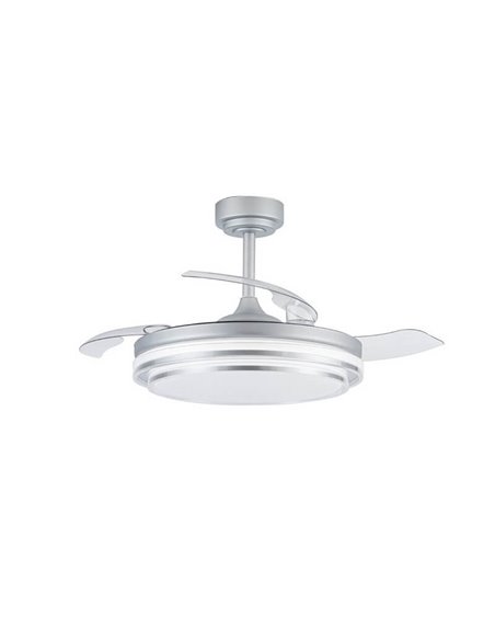 Ventilador con aspas retráctiles LED LANDER Plata 72W 7920Lm CCT