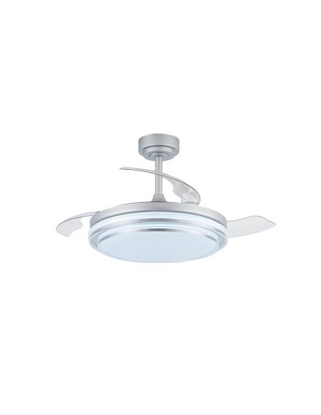Ventilador con aspas retráctiles LED LANDER Plata 72W 7920Lm CCT