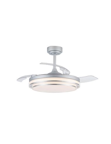 Ventilador con aspas retráctiles LED LANDER Plata 72W 7920Lm CCT