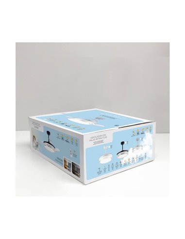 LANDER Ventilateur LED Argent à pales rétractables 72W 7920Lm CCT