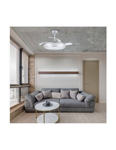 LANDER Ventilateur LED Argent à pales rétractables 72W 7920Lm CCT 2