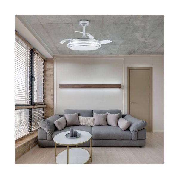 Ventilador LANDER Silver LED com pás retráteis 72W 7920Lm CCT