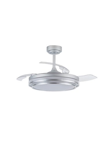 Ventilador con aspas retráctiles LED LANDER Plata 72W 7920Lm CCT