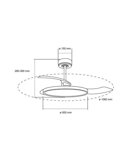 Ventilador de Teto Moderno LED com Lâminas Retráteis MINCE 36W 3600Lm 3 CCT Regulável