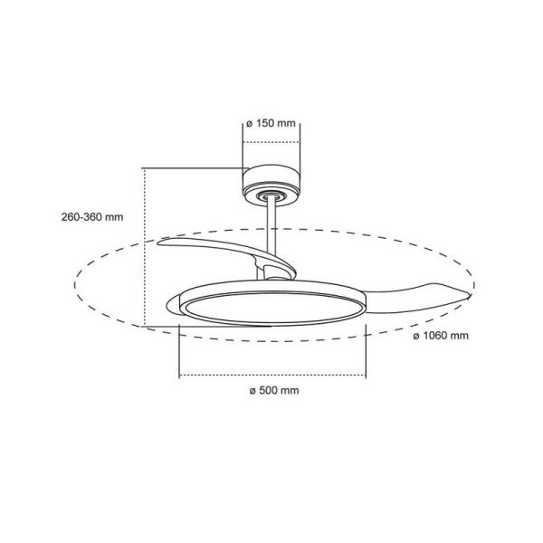Ventilateur de Plafond LED Moderne à Pales Rétractables MINCE 36W 3600Lm 3 CCT Dimmable