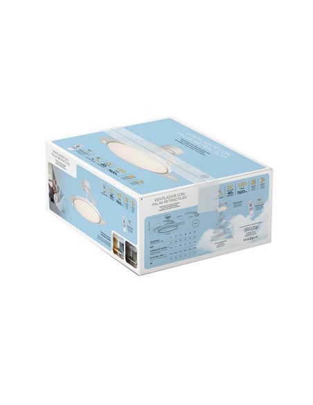 Ventilador de Teto Moderno LED com Lâminas Retráteis MINCE 36W 3600Lm 3 CCT Regulável