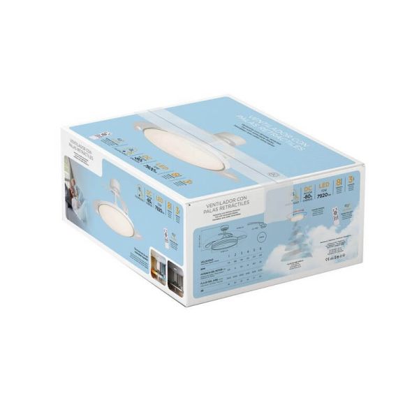 Ventilateur de Plafond LED Moderne à Pales Rétractables MINCE 36W 3600Lm 3 CCT Dimmable