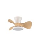 Ventilador LED de Techo pequeño MOLL Blanco+Madera 20W 1900Lm 3 CTT Dim