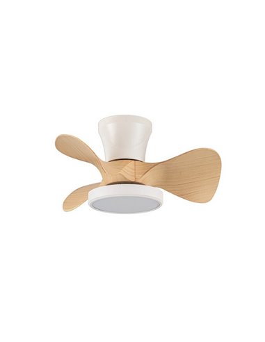 Ventilador LED de Techo pequeño MOLL Blanco+Madera 20W 1900Lm 3 CTT Dim