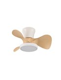 Ventilador LED de Techo pequeño MOLL Blanco+Madera 20W 1900Lm 3 CTT Dim
