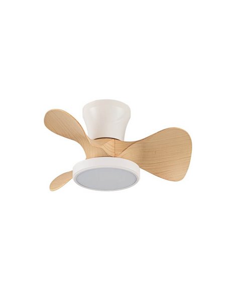 Ventilador LED de Techo pequeño MOLL Blanco+Madera 20W 1900Lm 3 CTT Dim