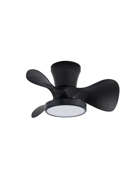 Ventilador pequeño LED de techo MOLL Negro 20W 1900Lm 3 CCT Dim