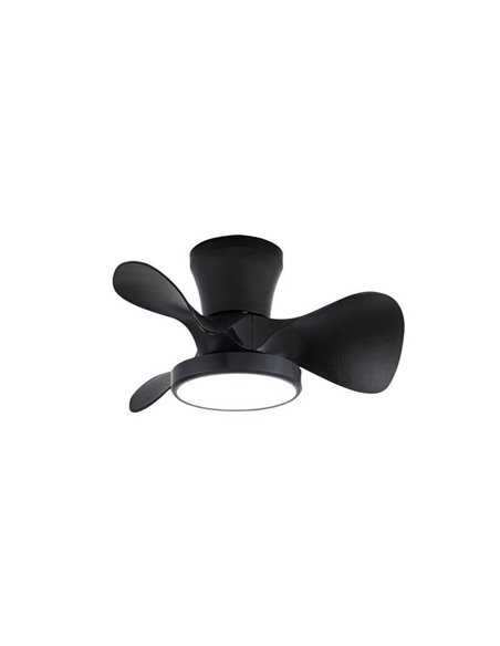Ventilador pequeño LED de techo MOLL Negro 20W 1900Lm 3 CCT Dim