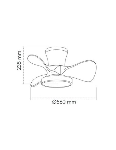 Ventilador pequeño LED de techo MOLL Negro 20W 1900Lm 3 CCT Dim
