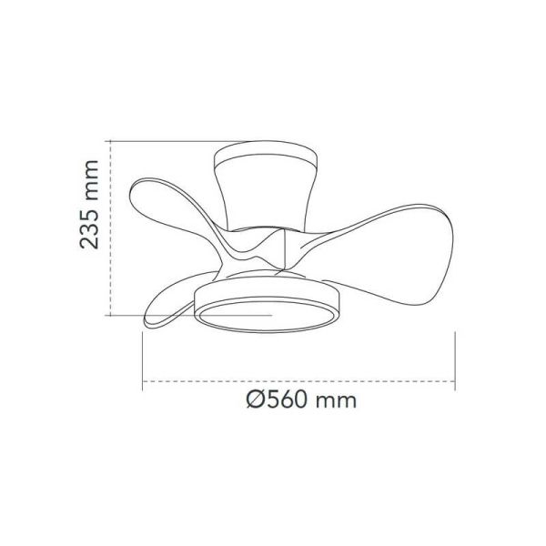 Ventilador pequeño LED de techo MOLL Negro 20W 1900Lm 3 CCT Dim