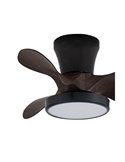 Ventilador de Techo LED MOLL pequeño Negro+Madera 20W 1900Lm CCT Dim
