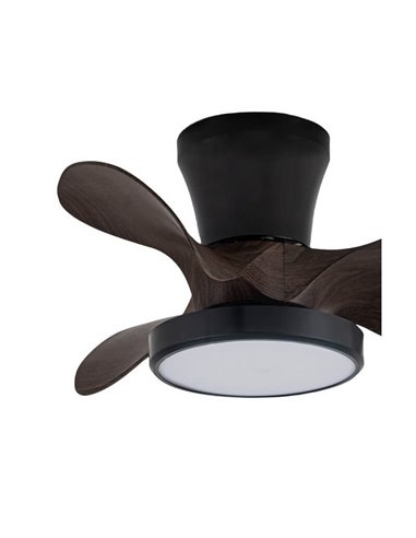 Petit Ventilateur de Plafond LED MOLL Noir+Bois 20W 1900Lm CCT Dim