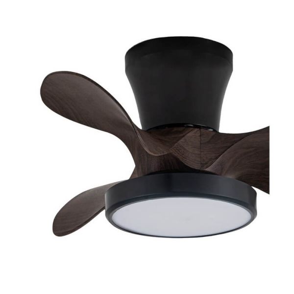 Ventilador de Techo LED MOLL pequeño Negro+Madera 20W 1900Lm CCT Dim