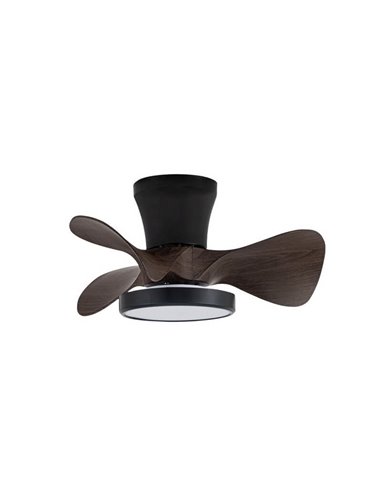 Ventilador de Techo LED MOLL pequeño Negro+Madera 20W 1900Lm CCT Dim