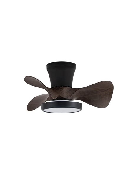 Ventilador de Techo LED MOLL pequeño Negro+Madera 20W 1900Lm CCT Dim
