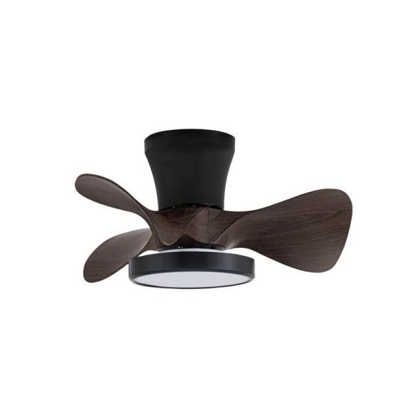 Ventilador de Techo LED MOLL pequeño Negro+Madera 20W 1900Lm CCT Dim