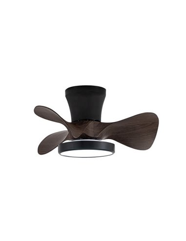 Ventilador de Techo LED MOLL pequeño Negro+Madera 20W 1900Lm CCT Dim
