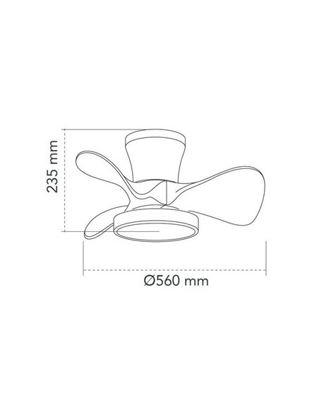 Ventilador de Techo LED MOLL pequeño Negro+Madera 20W 1900Lm CCT Dim
