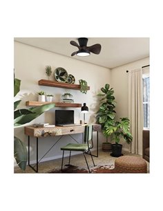 Ventilador de Teto Pequeno MOLL LED Preto+Madeira 20W 1900Lm CCT Dim 2