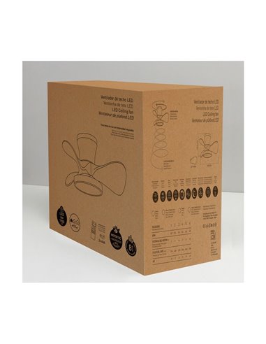 Petit Ventilateur de Plafond LED MOLL Noir+Bois 20W 1900Lm CCT Dim