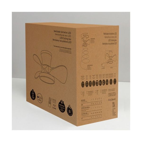 Ventilador de Techo LED MOLL pequeño Negro+Madera 20W 1900Lm CCT Dim