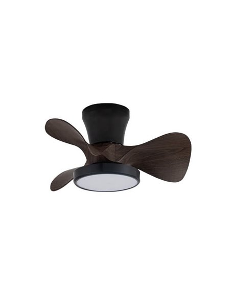 Ventilador de Techo LED MOLL pequeño Negro+Madera 20W 1900Lm CCT Dim