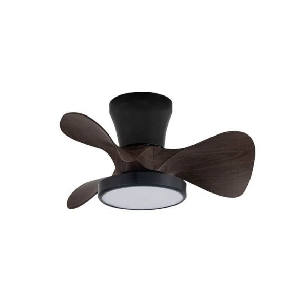 Ventilador de Teto Pequeno MOLL LED Preto+Madeira 20W 1900Lm CCT Dim