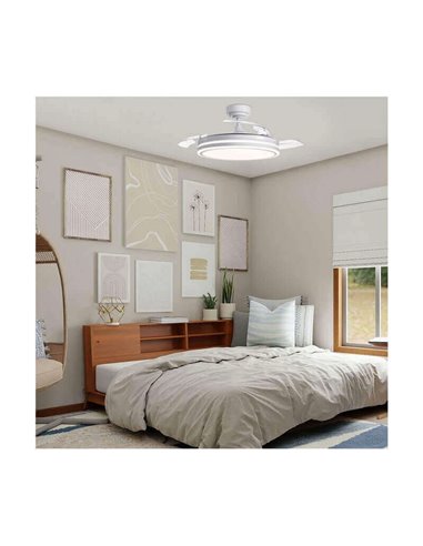 Ventilateur de Plafond LED à pales repliables MOSS Blanc 72W 7920Lm CCT Dim