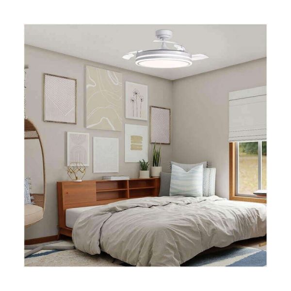 Ventilador de Techo LED aspas plegables MOSS Blanco 72W 7920Lm CCT Dim