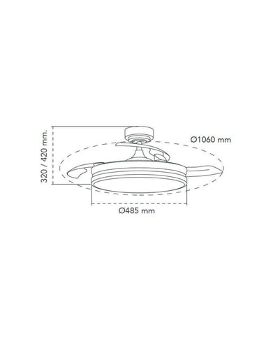 Ventilateur de Plafond LED à pales repliables MOSS Blanc 72W 7920Lm CCT Dim