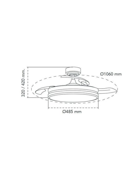 Ventilador de Techo LED aspas plegables MOSS Blanco 72W 7920Lm CCT Dim