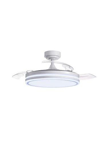 Ventilateur de Plafond LED à pales repliables MOSS Blanc 72W 7920Lm CCT Dim