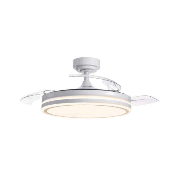 Ventilateur de Plafond LED à pales repliables MOSS Blanc 72W 7920Lm CCT Dim