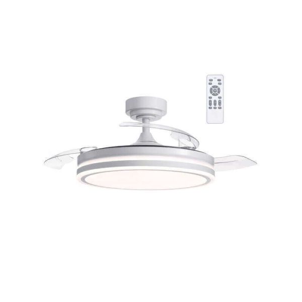 Ventilador de Teto LED com lâminas dobráveis MOSS Branco 72W 7920Lm CCT Dim