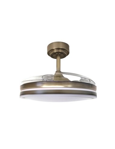 Ventilador LED aspas plegables MOSS Cuero 72W 7920Lm CCT Dim