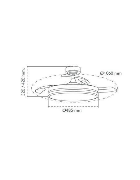 Ventilador LED aspas plegables MOSS Gris 72W 7920Lm CCT Dim