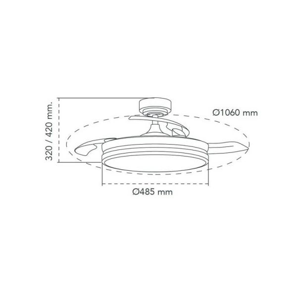 Ventilador LED aspas plegables MOSS Gris 72W 7920Lm CCT Dim