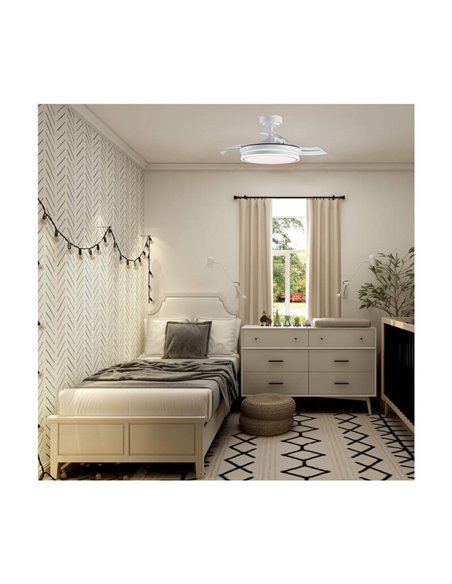 Ventilador de Teto LED com lâminas dobráveis MOSS Mini Branco 46W 5520Lm CCT Dim