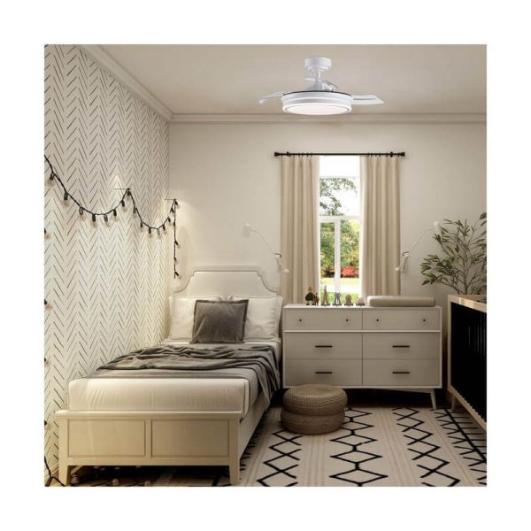 Ventilador de Teto LED com lâminas dobráveis MOSS Mini Branco 46W 5520Lm CCT Dim